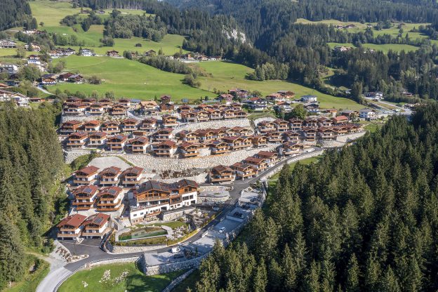 many houses that all look the same in a landscape